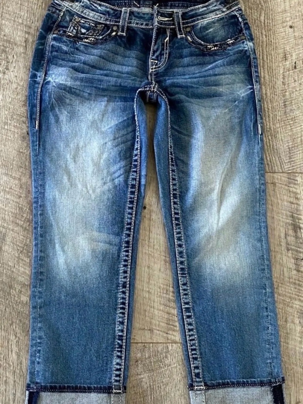Maurices Faded Blue Men's Straight Ankle Length Jeans